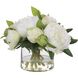 Garden Peony White and Green with Clear Glass Bouquet