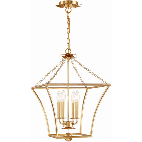Broche 4 Light 16 inch Antique Gold Mini Chandelier Ceiling Light