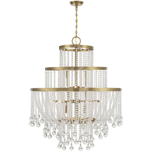 Luna 15 Light 45 inch Warm Brass Chandelier Ceiling Light