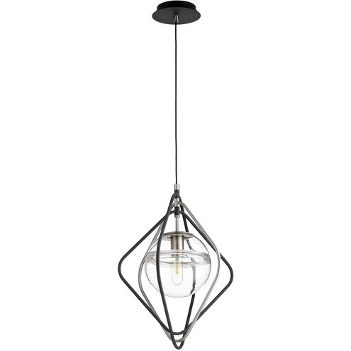 Fort Worth 1 Light 19 inch Noir and Satin Nickel Pendant Ceiling Light