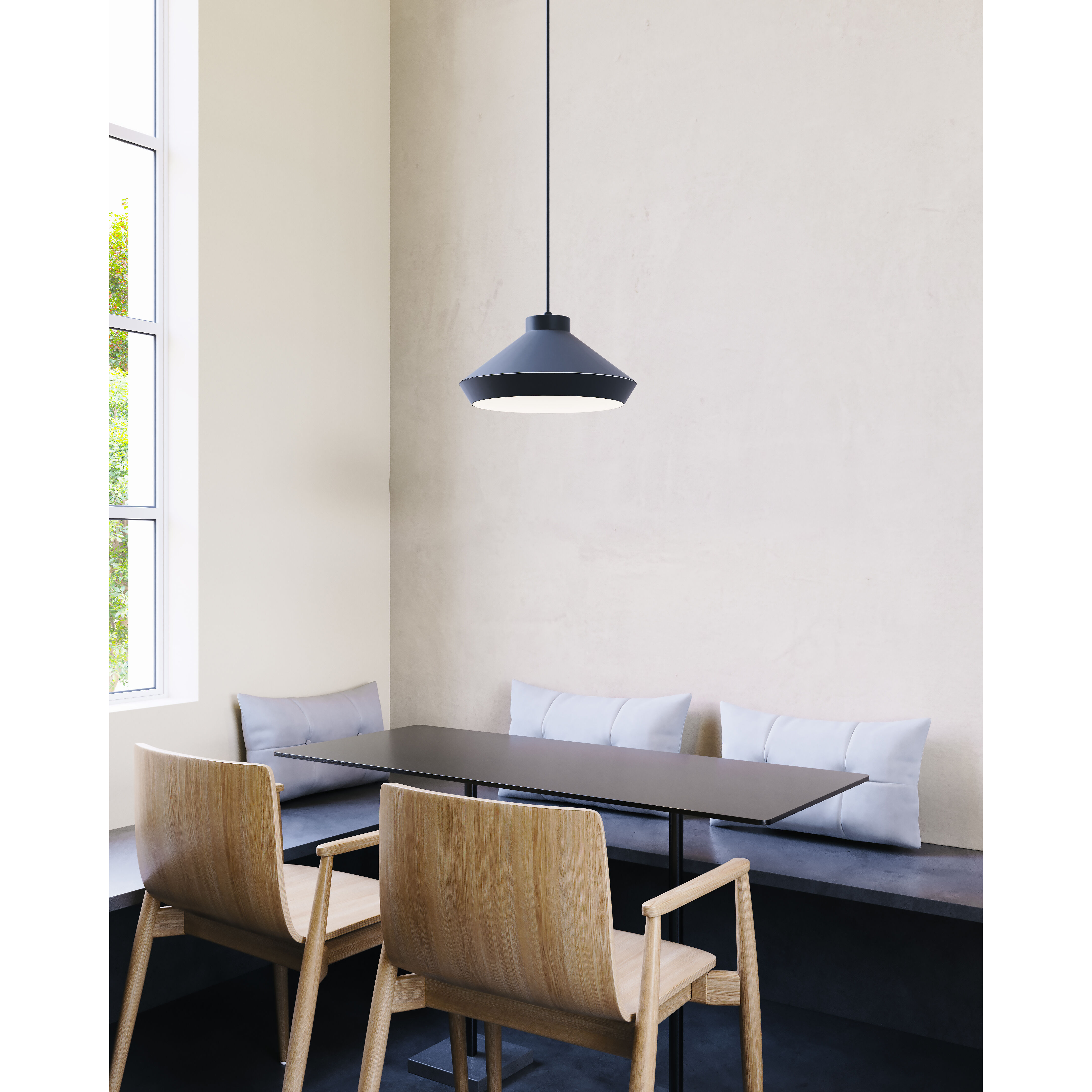 Koma 1 Light 15 inch Satin Black Pendant Ceiling Light