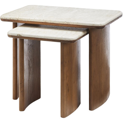 Aluna 23.62 X 18.11 inch Top: Cream; Base: Dark Brown End Table