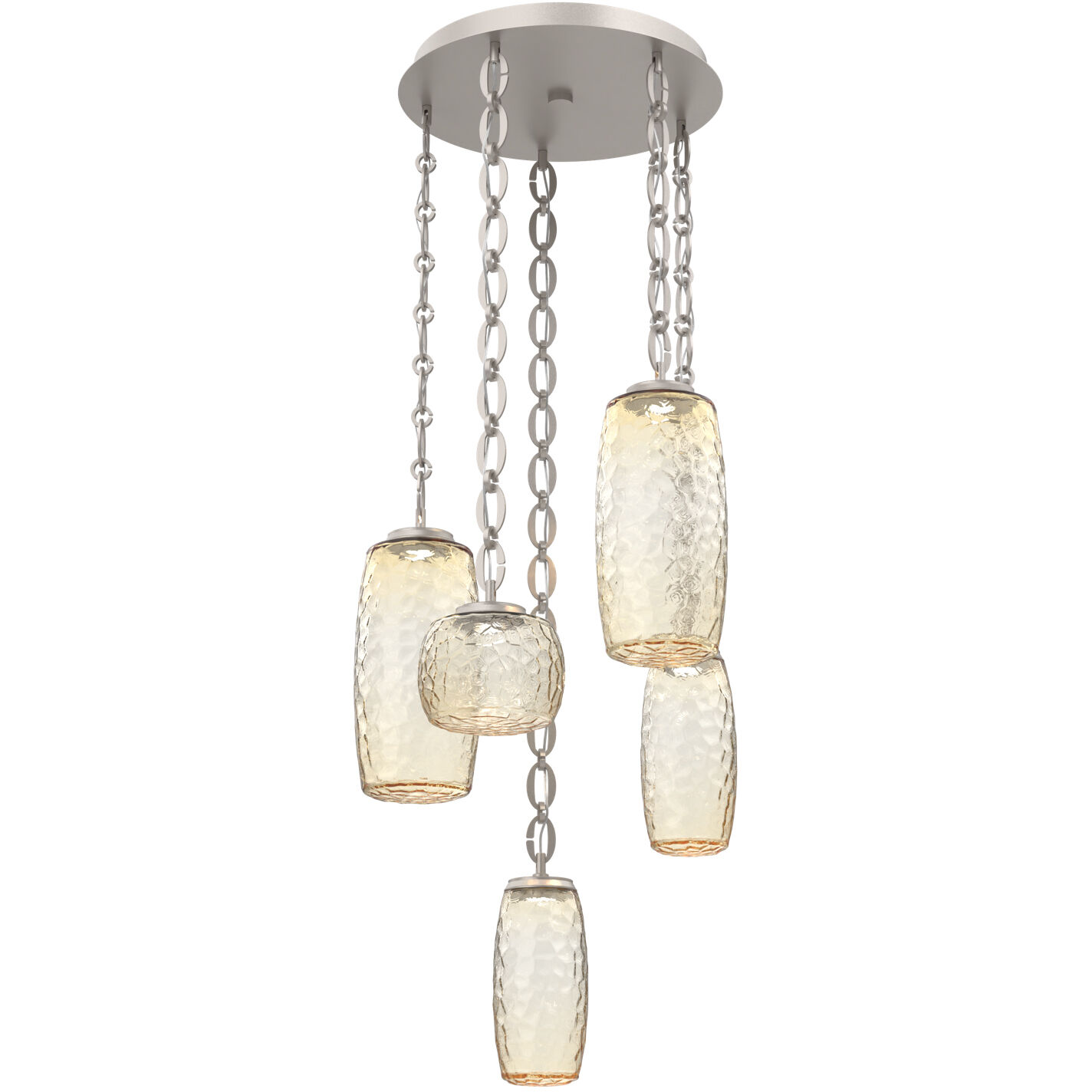 Vessel LED 20.9 inch Beige Silver Multi-Pendant Ceiling Light in 3000K LED, Amber, Oval Chain