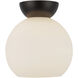 Arcadia 1 Light 7.88 inch Black Semi-Flush Mount Ceiling Light in Matte Opal Glass