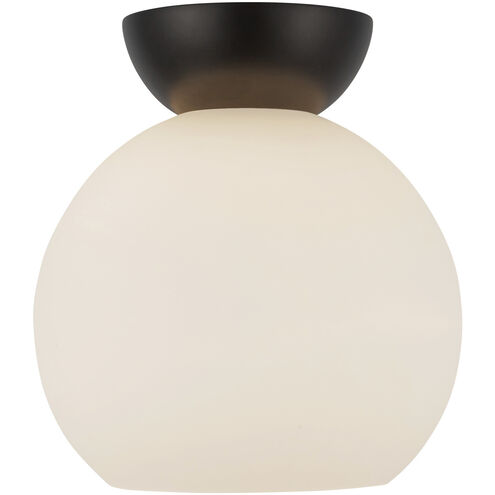 Arcadia 1 Light 7.88 inch Black Semi-Flush Mount Ceiling Light in Matte Opal Glass