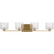 Drew & Jonathan Lochdale 4 Light 33.63 inch Satin Brass Vanity Light Wall Light, Large