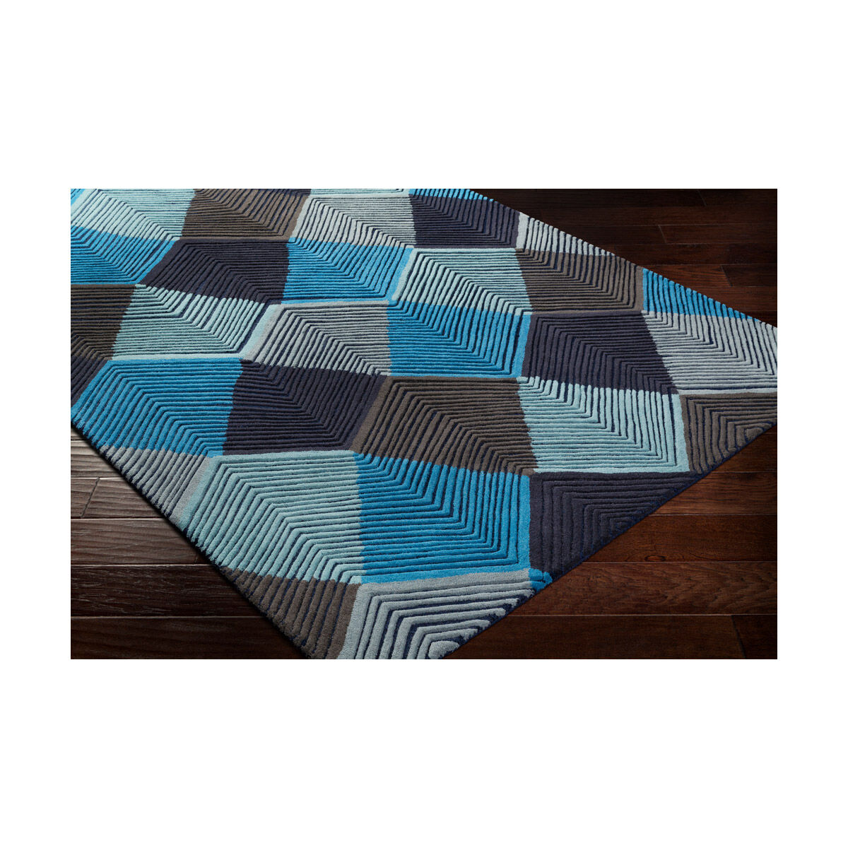 Harlequin 144 X 108 inch Sky Blue/Light Gray/Dark Brown/Black/Aqua/Navy Rugs