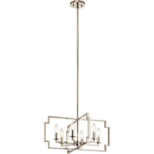 Downtown Deco 6 Light 22 inch Polished Nickel Chandelier/Semi Flush Ceiling Light