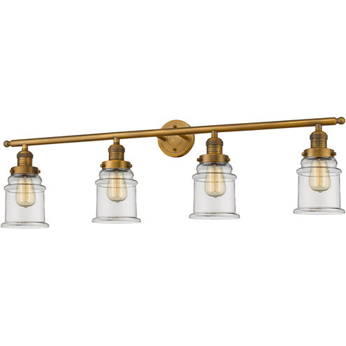 Franklin Restoration Canton 4 Light 42 inch Brushed Brass Bath Vanity Light Wall Light in Clear Glass, Franklin Restoration
