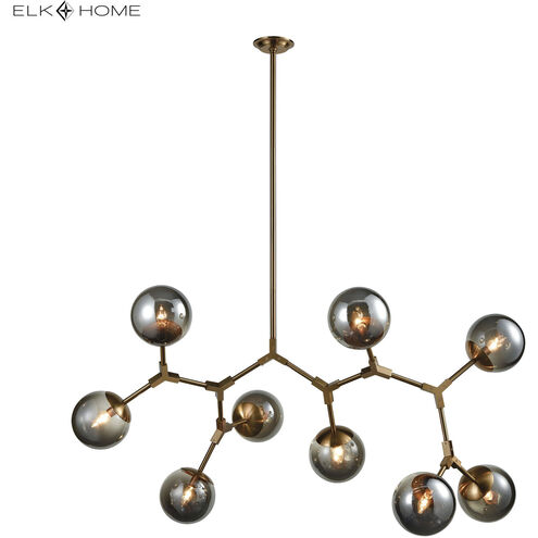 Synapse 9 Light 60 inch Aged Brass Linear Chandelier Ceiling Light