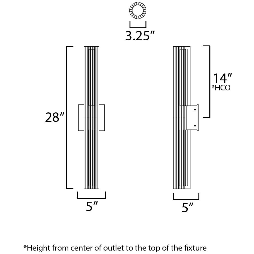 Citadel LED 28 inch Black Outdoor Wall Mount
