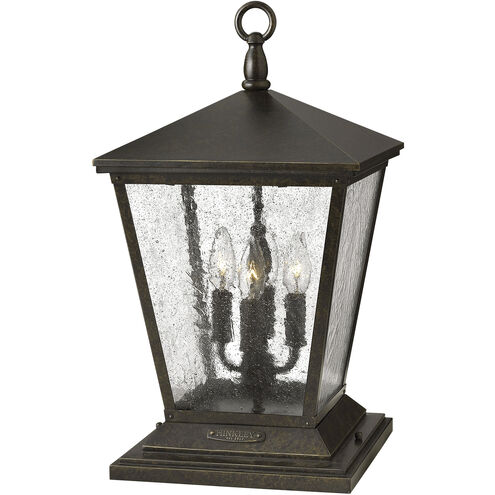 Heritage Trellis LED 20 inch Regency Bronze Outdoor Pier Mount Lantern, Low Voltage