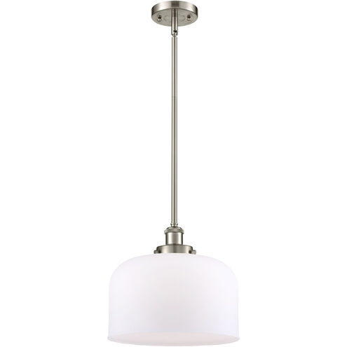 Ballston X-Large Bell LED 8 inch Brushed Satin Nickel Pendant Ceiling Light in Matte White Glass, Ballston