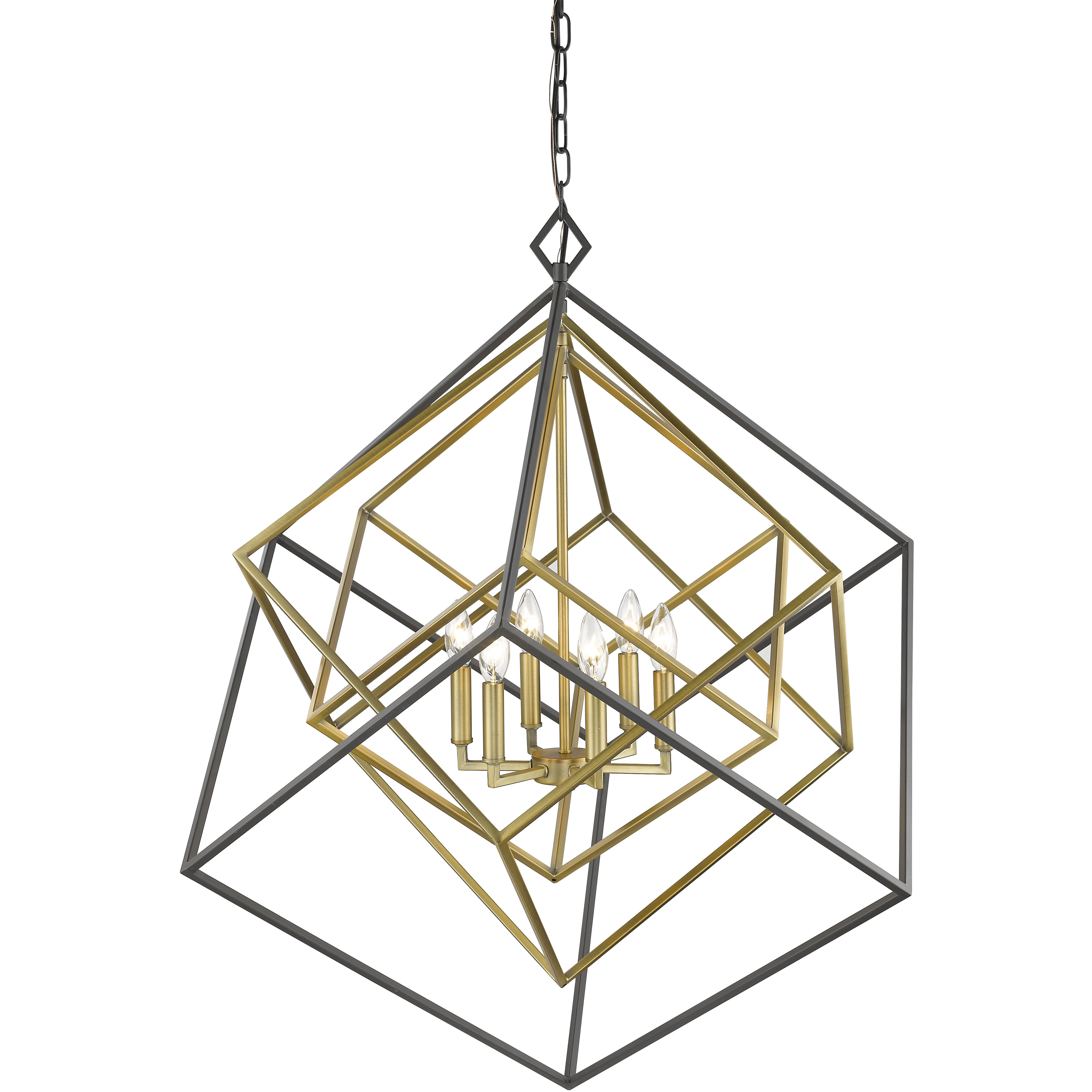 Euclid 6 Light 35.5 inch Olde Brass and Bronze Chandelier Ceiling Light