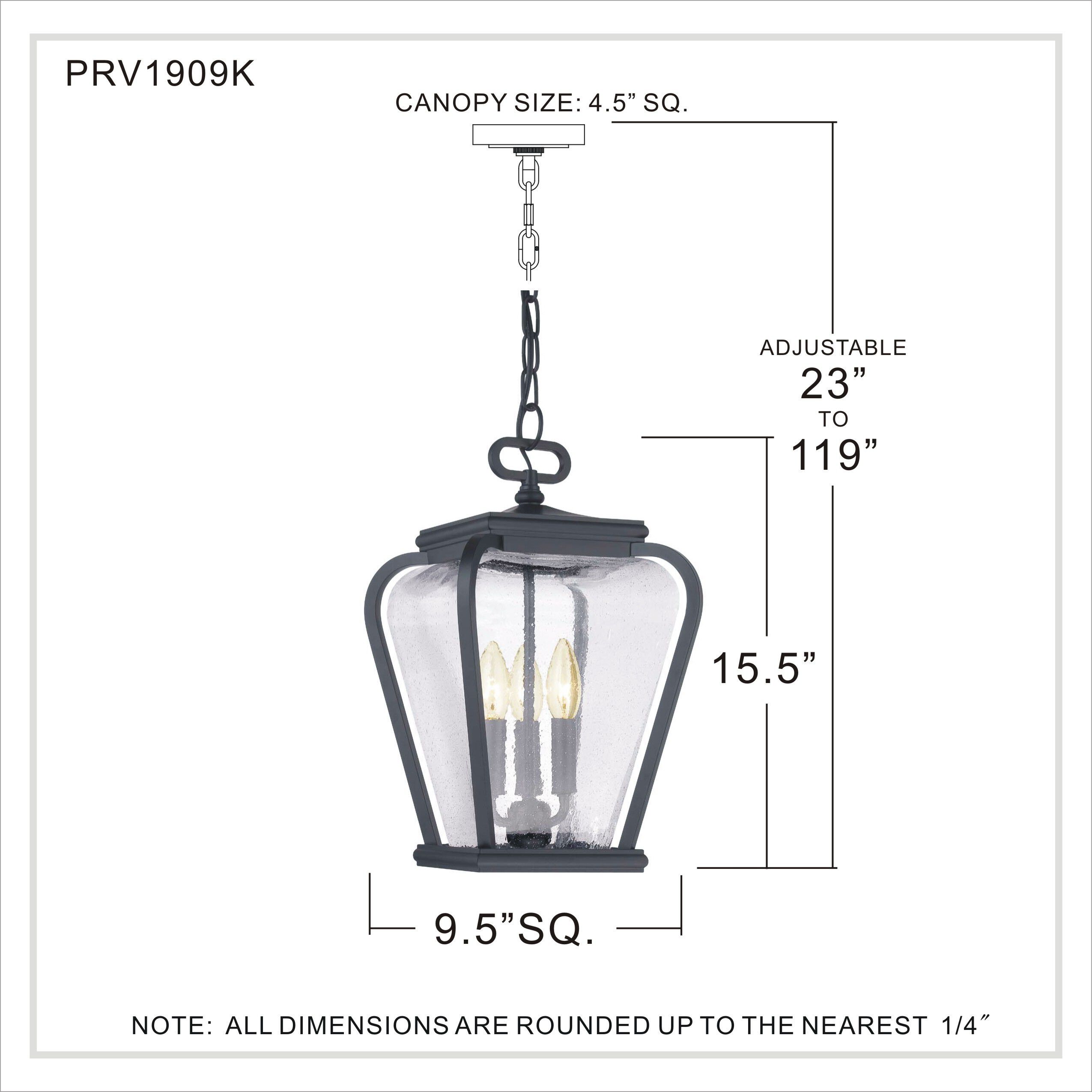 Province 3 Light 10 inch Mystic Black Outdoor Hanging Lantern