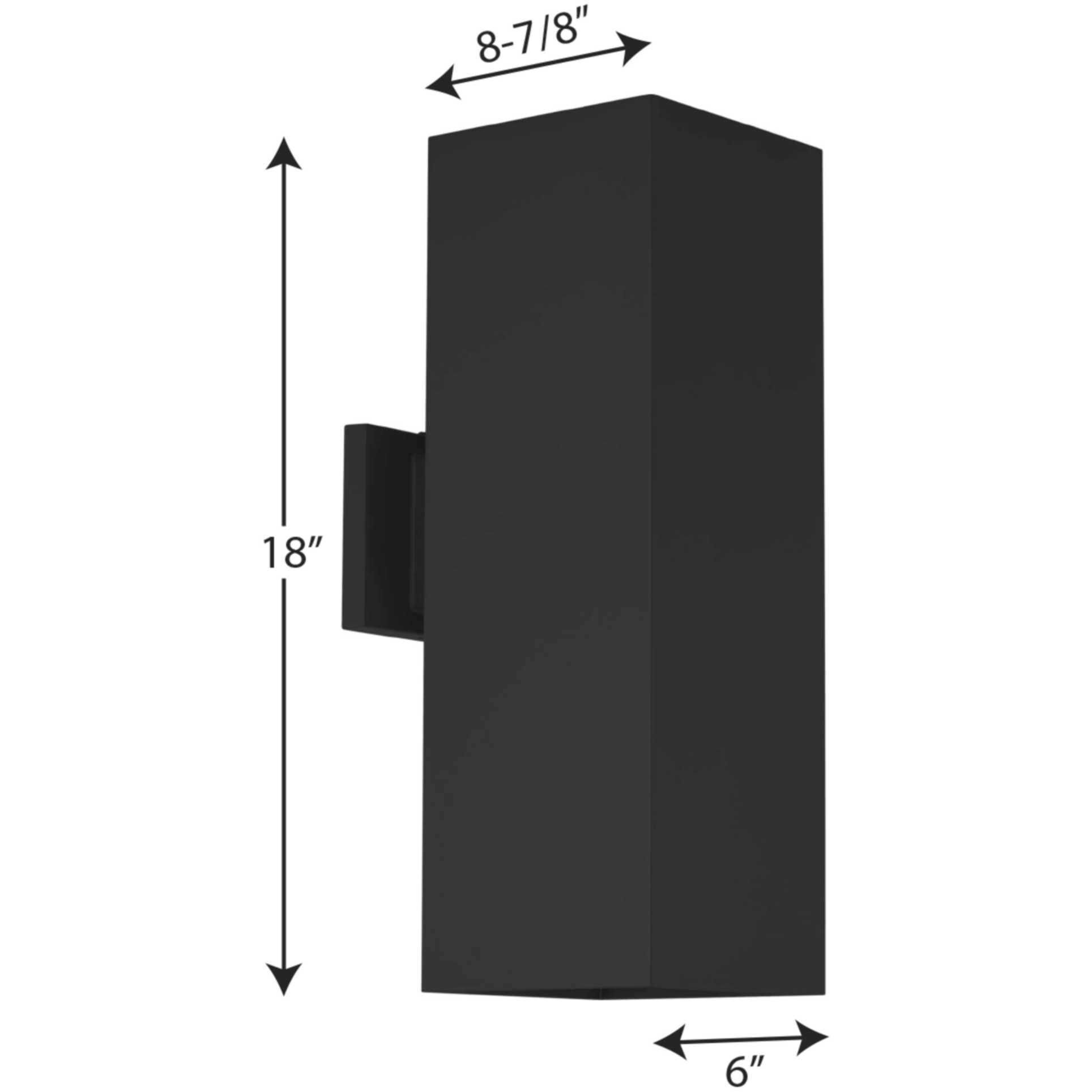 LED Square Cylinder Outdoor Wall Mount in Black, LED Lamping, Progress LED
