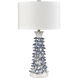 Habel 31 inch 9 watt White Glazed with Blue Table Lamp Portable Light