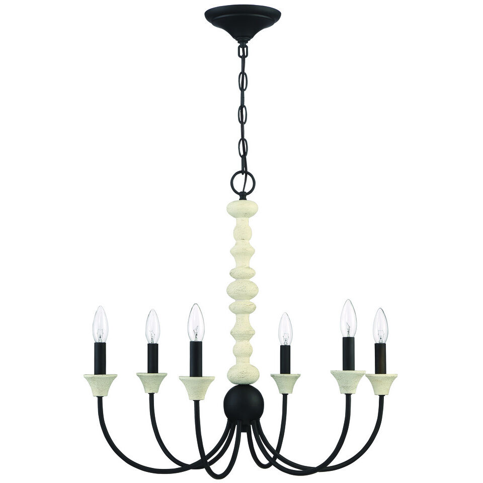 Meadow Place 6 Light 24 inch Cottage White/Espresso Chandelier Ceiling Light