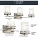 Hendrik 3 Light 24 inch Brushed Nickel Wall Mt Bath 3 Arm Wall Light in Satin Etched Cased Opal