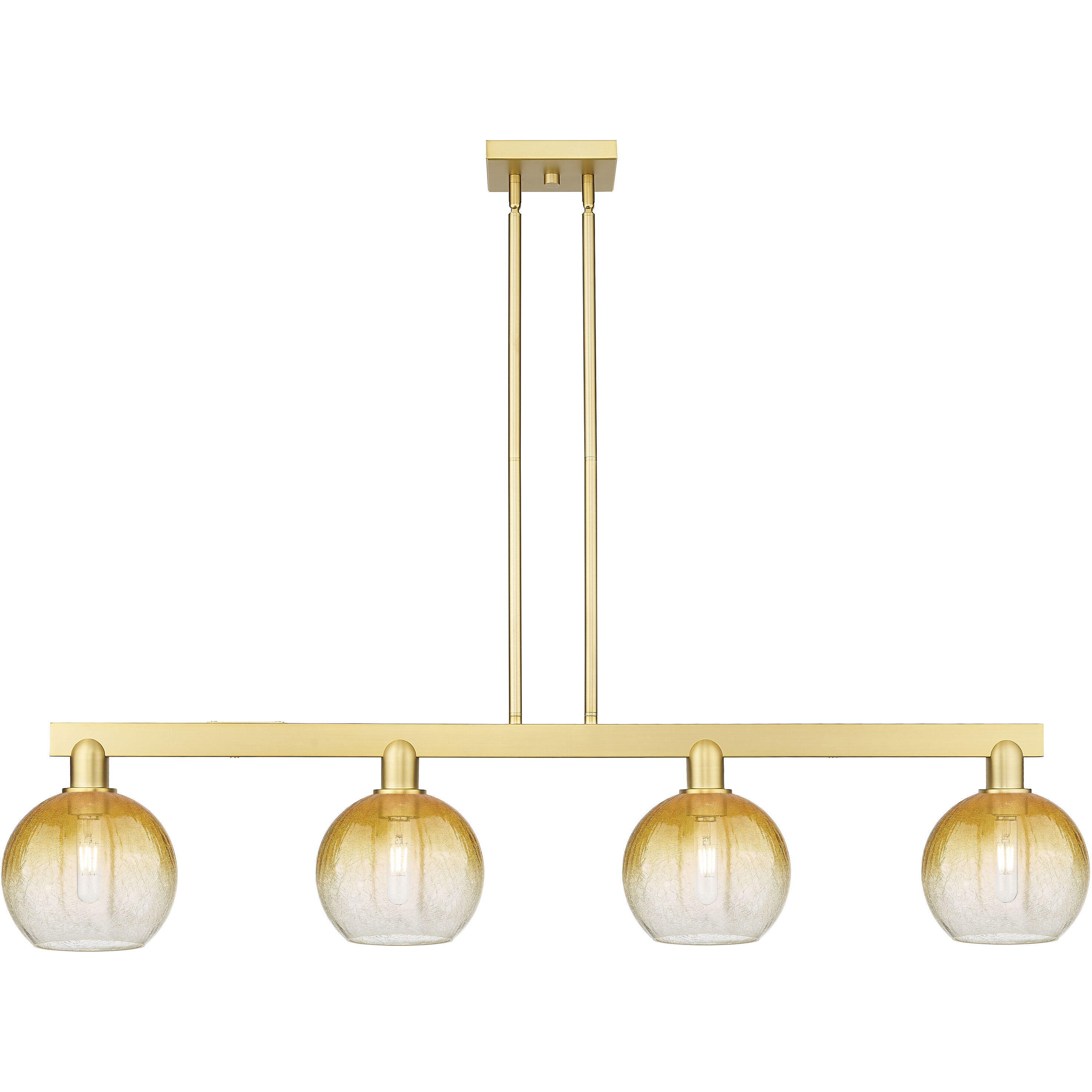 Brookhaven Globe Island Light Ceiling Light in Satin Gold, Amber Glass