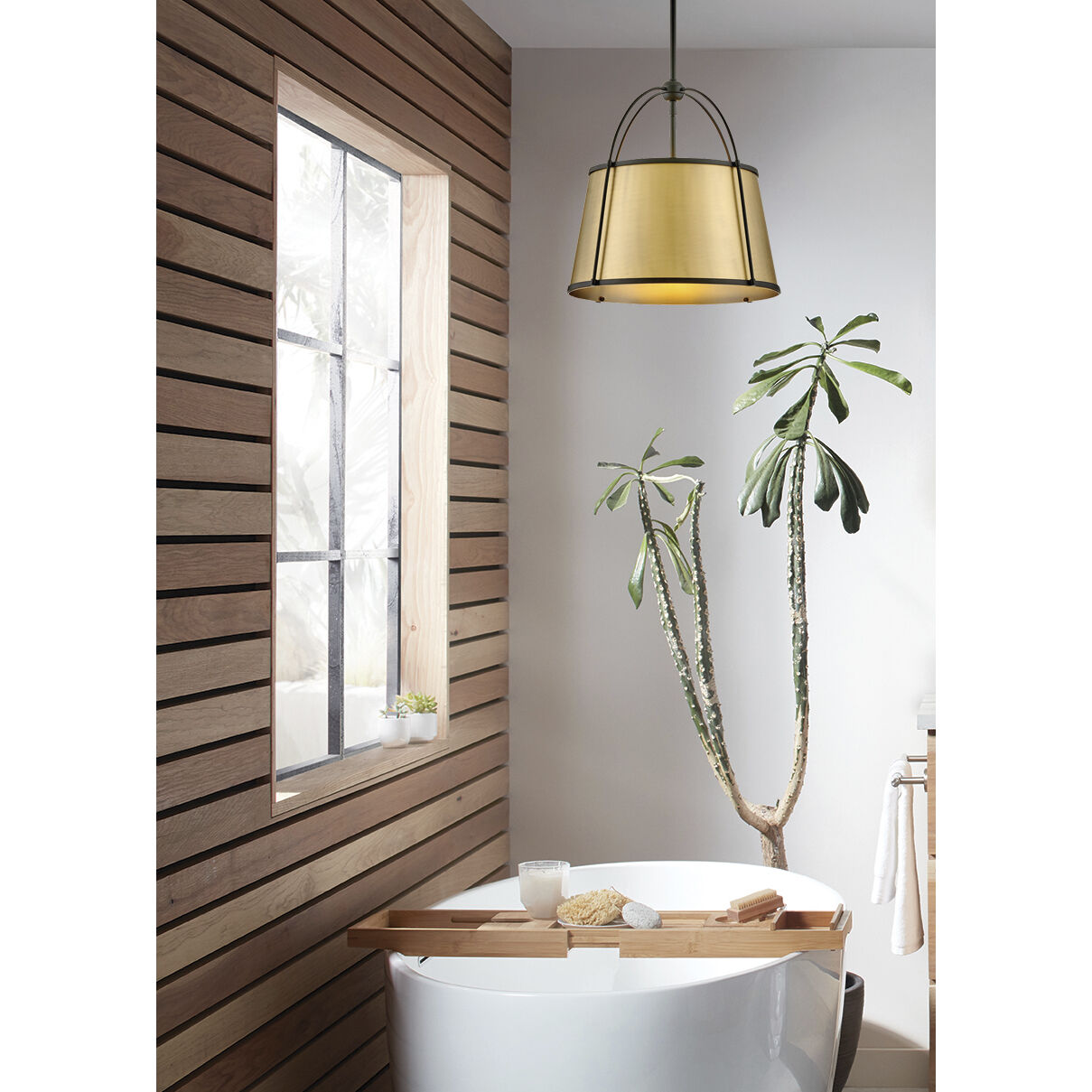 Clarke 1 Light 16.25 inch Black with Lacquered Dark Brass accents Chandelier Ceiling Light