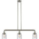 Franklin Restoration Small Bell 3 Light 38 inch Brushed Satin Nickel Island Light Ceiling Light in Seedy Glass, Franklin Restoration