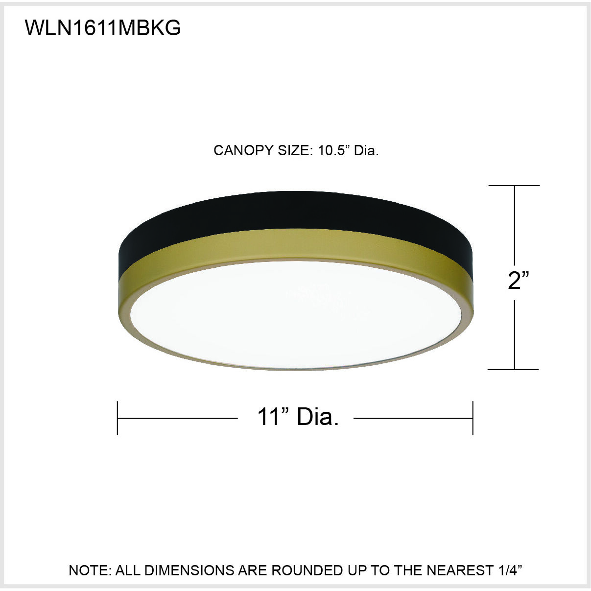 Weldin LED 11 inch Matte Black Gold Flush Mount Ceiling Light