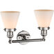 Franklin Restoration Small Cone 2 Light 16 inch Polished Nickel Bath Vanity Light Wall Light in Matte White Glass, Franklin Restoration