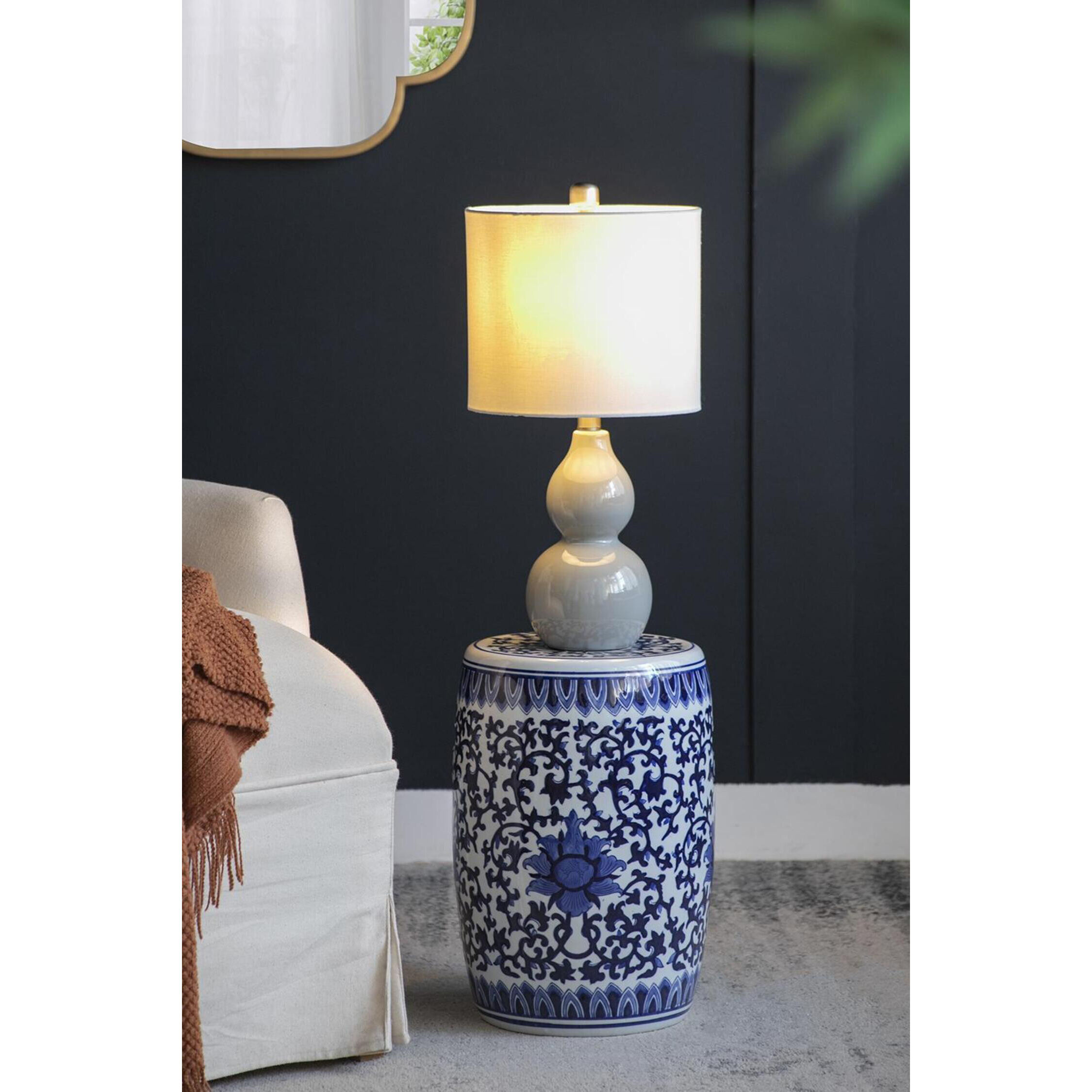 Garden 15.9 inch Blue and White Stool