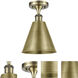 Ballston Cone 1 Light 8 inch Antique Brass Semi-Flush Mount Ceiling Light
