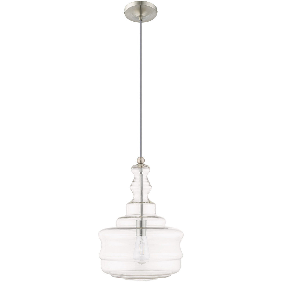 Art Glass 1 Light 13 inch Brushed Nickel Mini Pendant Ceiling Light