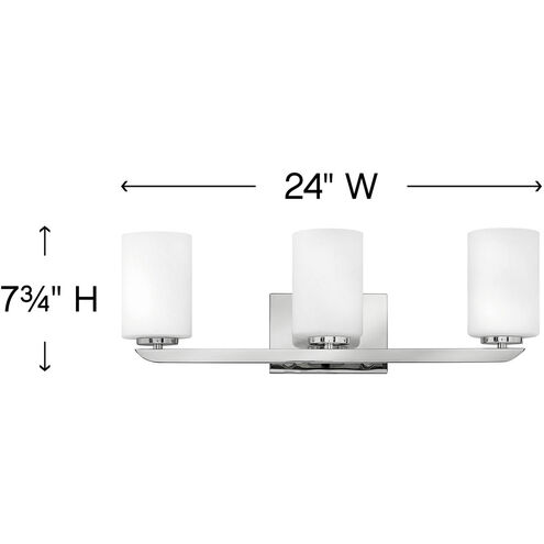 Kyra 3 Light 24 inch Polished Nickel Vanity Light Wall Light