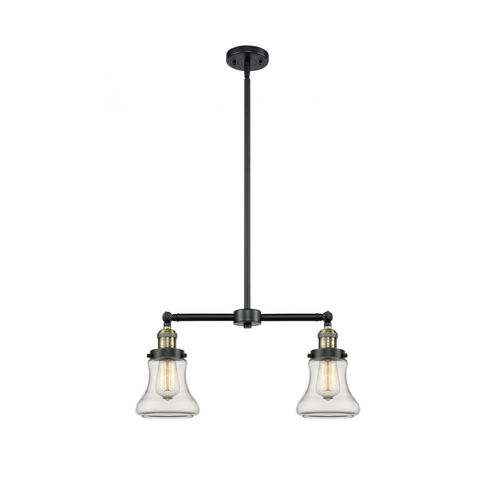 Franklin Restoration Bellmont 2 Light 21 inch Black Antique Brass Chandelier Ceiling Light in Clear Glass, Franklin Restoration
