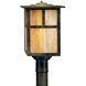 Mission 1 Light 13.25 inch Verdigris Patina Post Mount in White Opalescent, T-Bar Overlay