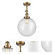 Franklin Restoration XX-Large Beacon 1 Light 12 inch Brushed Brass Semi-Flush Mount Ceiling Light in Seedy Glass, Franklin Restoration