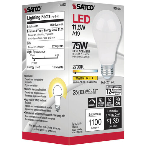 Lumos LED Medium 11.50 watt 120 2700K Light Bulb