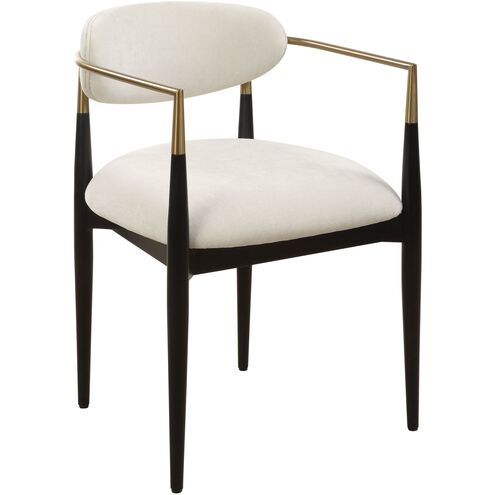 Moxie Brushed Brass and Matte Black and Off-White Dining Chair