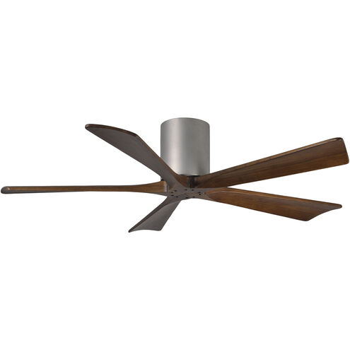 Atlas Irene-5H 52 inch Brushed Nickel with Walnut Tone Blades Ceiling Mount Paddle Fan, Flush Mounted