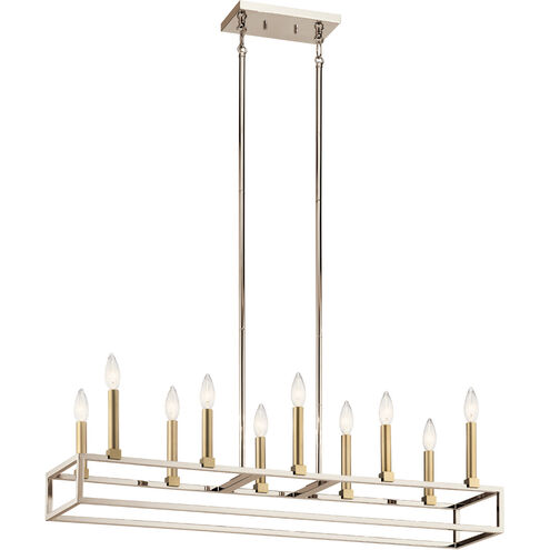 Finet 10 Light 9 inch Polished Nickel Chandelier Linear (Double) Ceiling Light