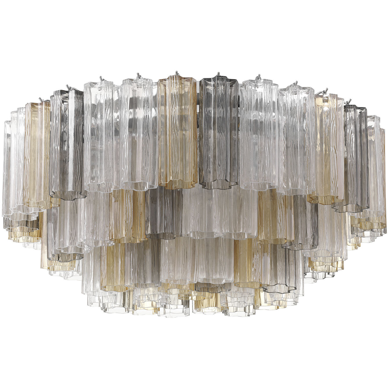 Addis 16 Light 32 inch Polished Chrome Flush Ceiling Light in Tronchi Glass Autumn
