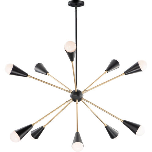 Lovell 10 Light 32 inch Black/Satin Brass Multi-Light Pendant Ceiling Light in Bulb Not Included
