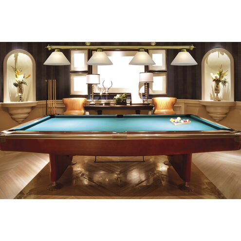 Cordon 4 Light 81.25 inch Rubbed Brass Billiard Ceiling Light in White Linen Glass
