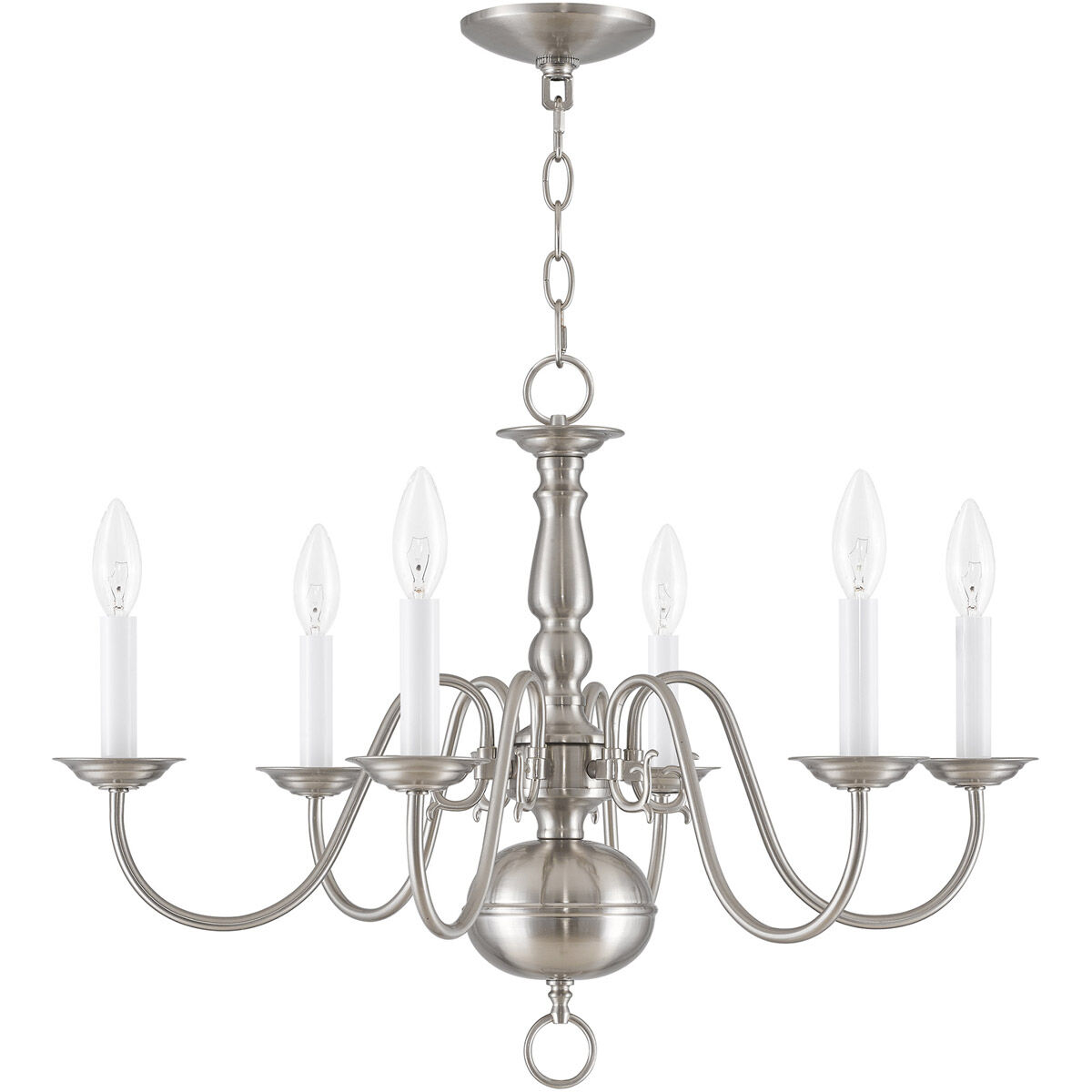 Williamsburgh 6 Light 24 inch Brushed Nickel Chandelier Ceiling Light