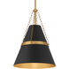 Springfield 1 Light 12 inch Legacy Brass and Dark Matte Black Pendant Ceiling Light
