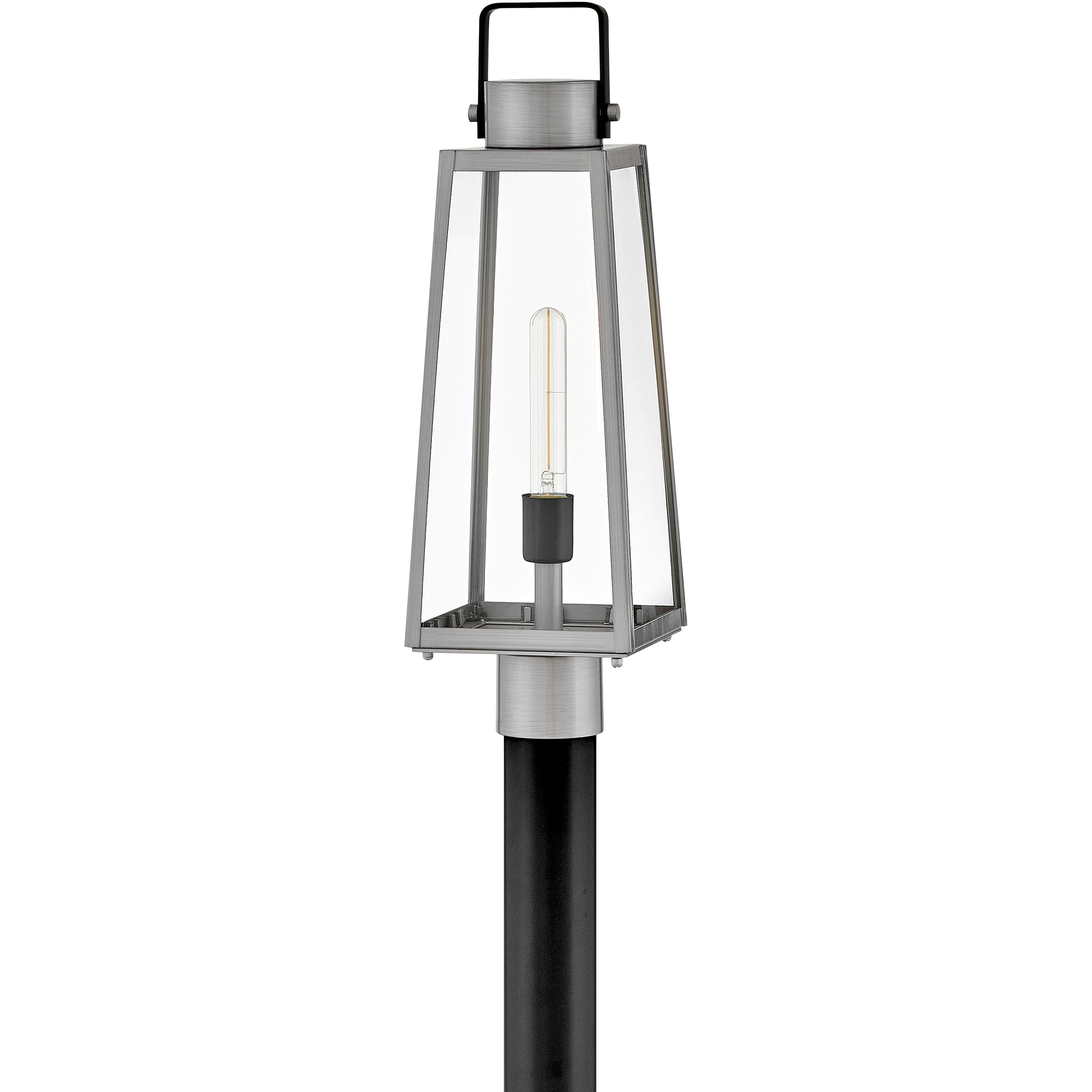 Hugh 1 Light 22 inch Antique Brushed Aluminum with Black Outdoor Post Mount