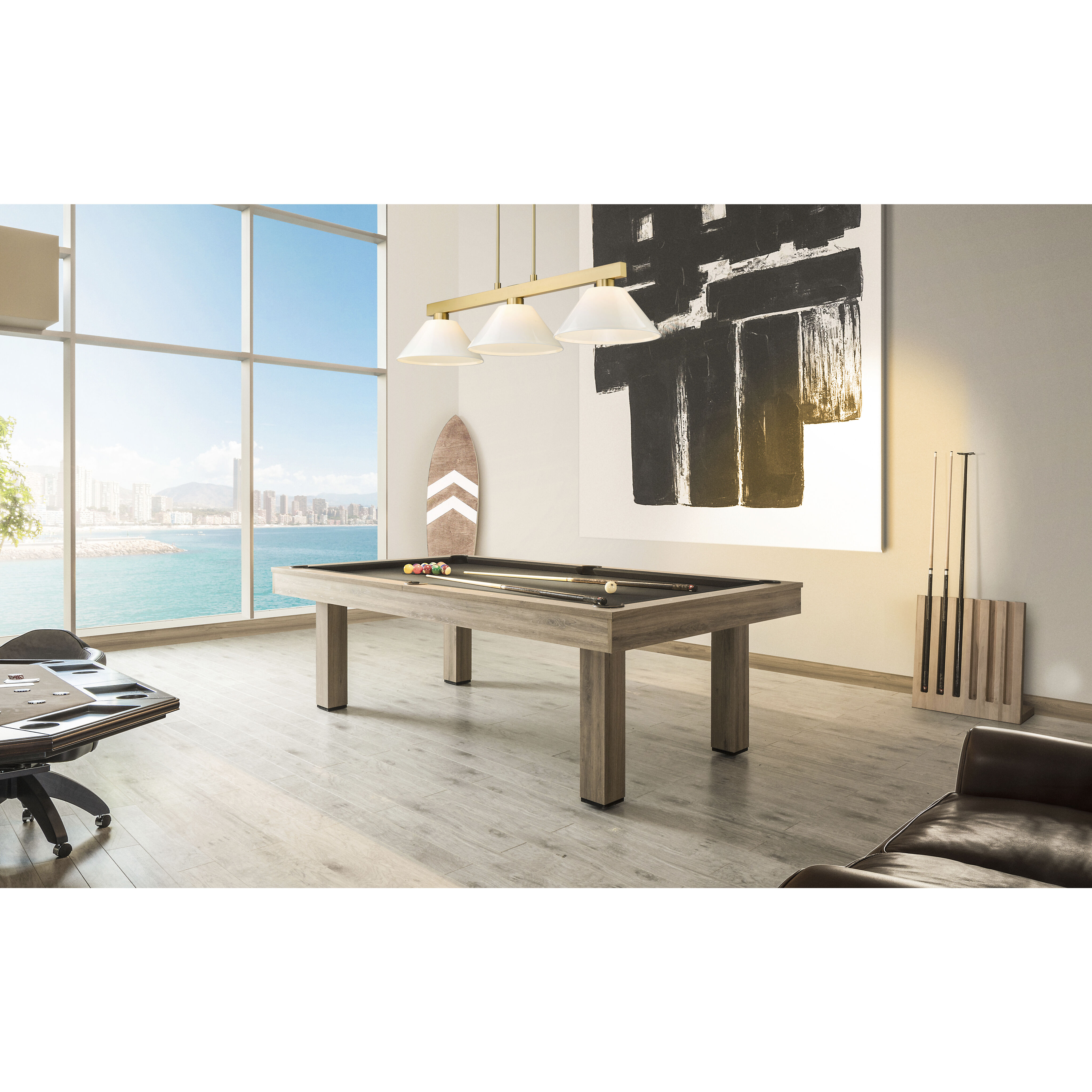 Cobalt 3 Light 49.75 inch Modern Gold Billiard Light Ceiling Light in White Plastic