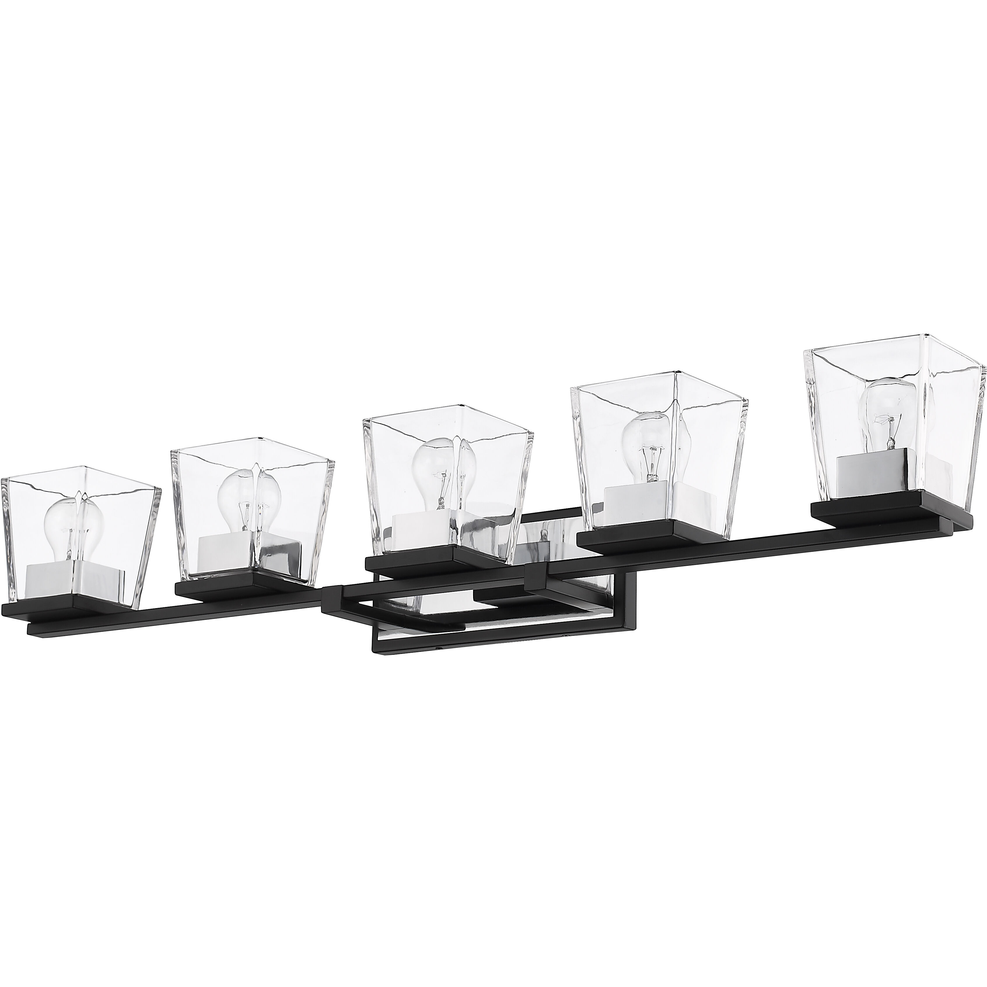 Bleeker Street 5 Light 42.5 inch Matte Black and Chrome Vanity Wall Light