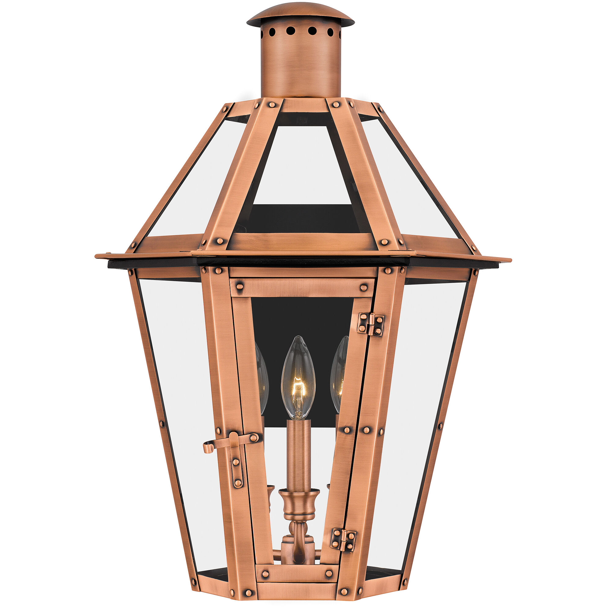 Burdett 3 Light 22 inch Aged Copper Outdoor Wall Lantern