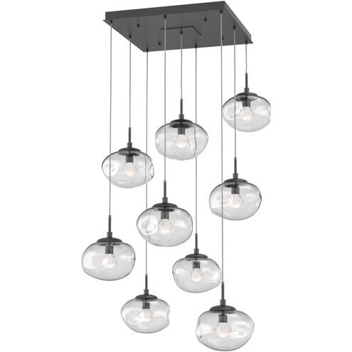 Nova LED LED Graphite Multi-Pendant Ceiling Light in 3000K LED, Zircon Inner - Clear Outer, Square Multi-Port