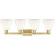 Arcadia Bristol 4 Light 35 inch Brushed Brass Bath Vanity Light Wall Light